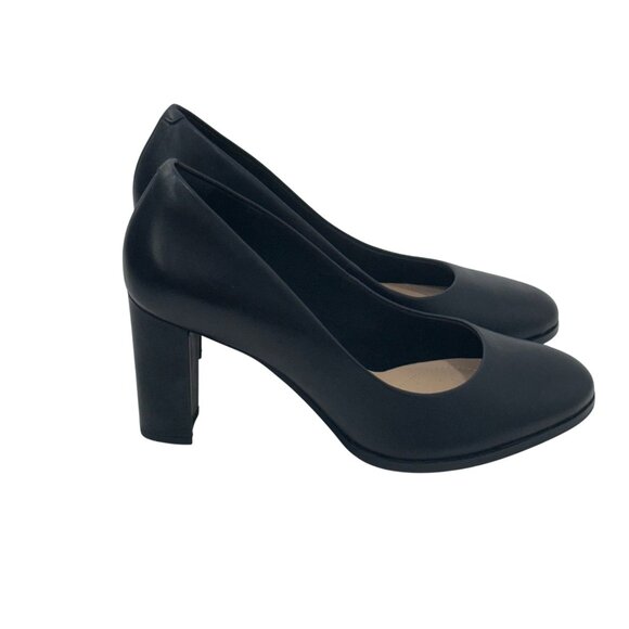 Clarks Womens Kaylin Cara Black Leather Comfortable Block Heel Pumps SZ 9M - Picture 8 of 12
